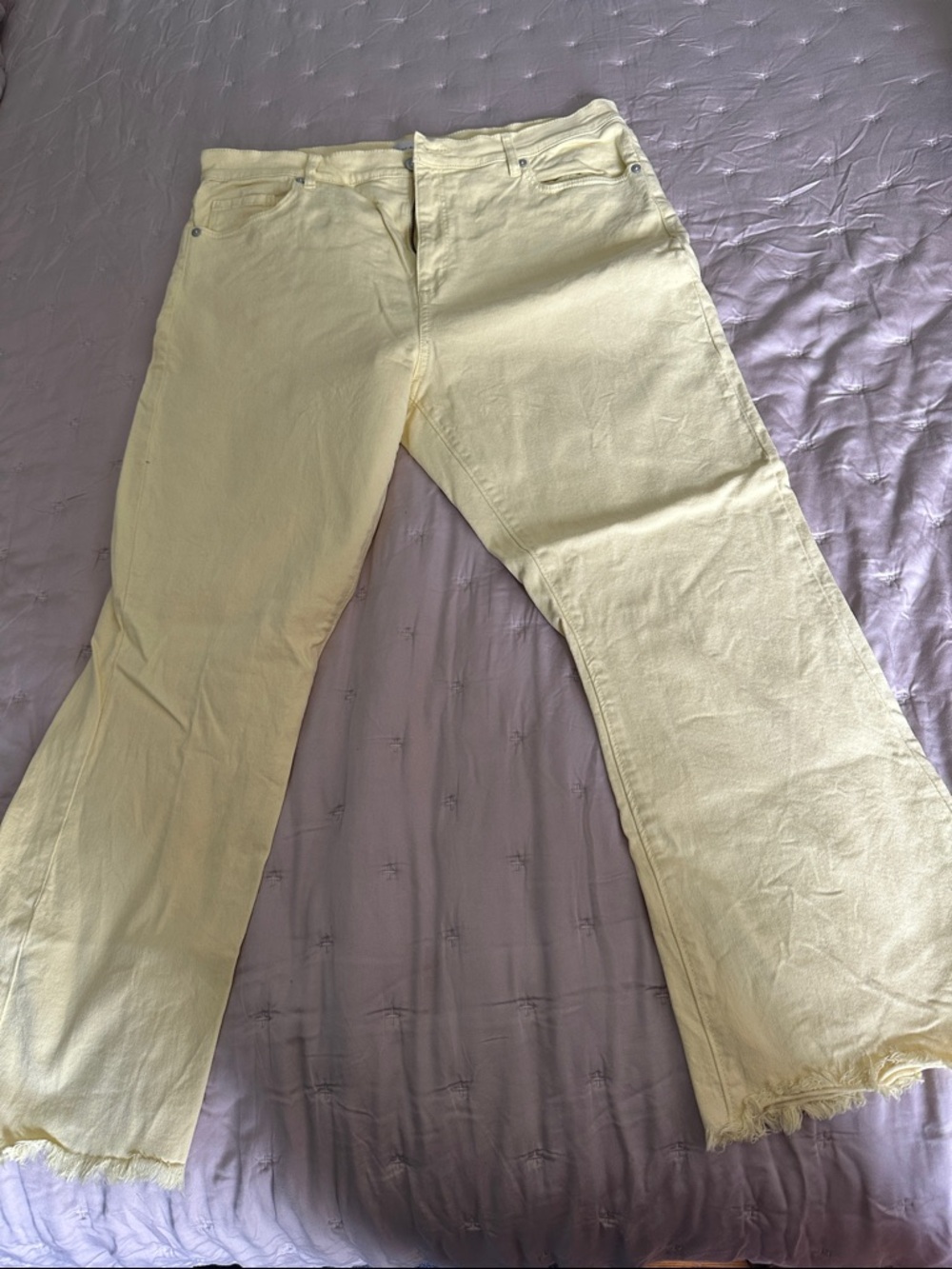 LOFT Pale Yellow Wide-Leg Jeans